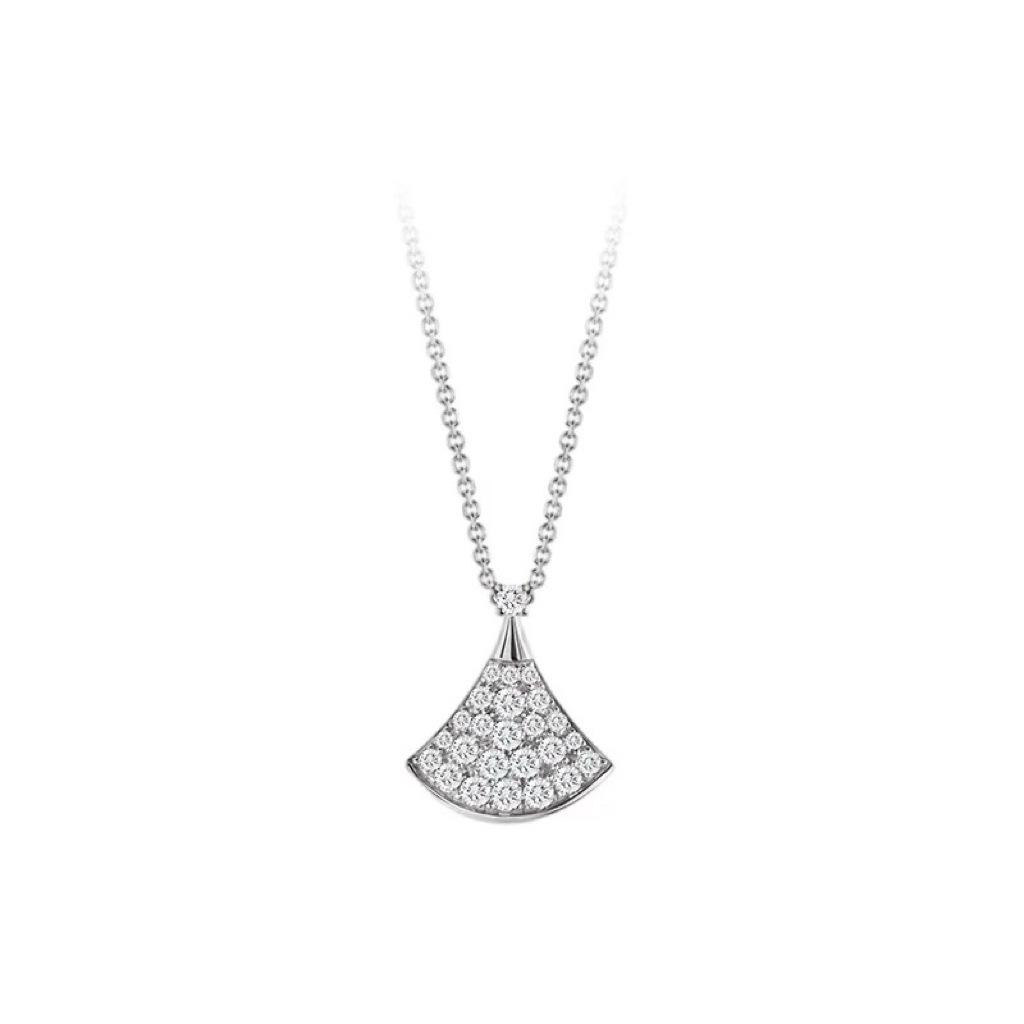 Baojia Women’s High-End Fan-Shaped Necklace with Mother-of-Pearl Pendant - Elegant Gift for Girlfriend High Version