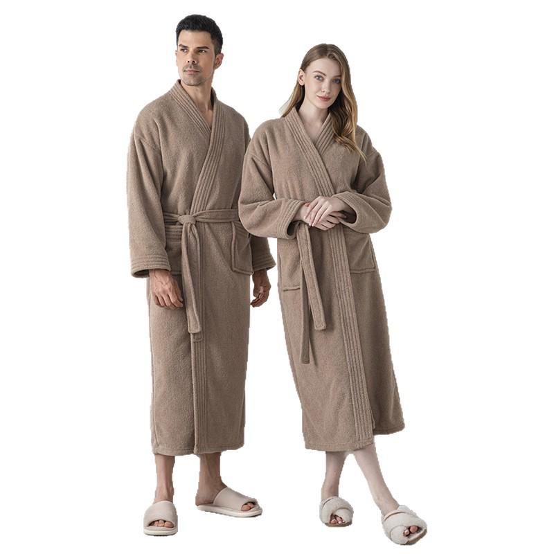 Unisex Jacquardfleece Badrock - Lång, Förtjockad, Plus Size Pyjamas för Höst & Vinter.