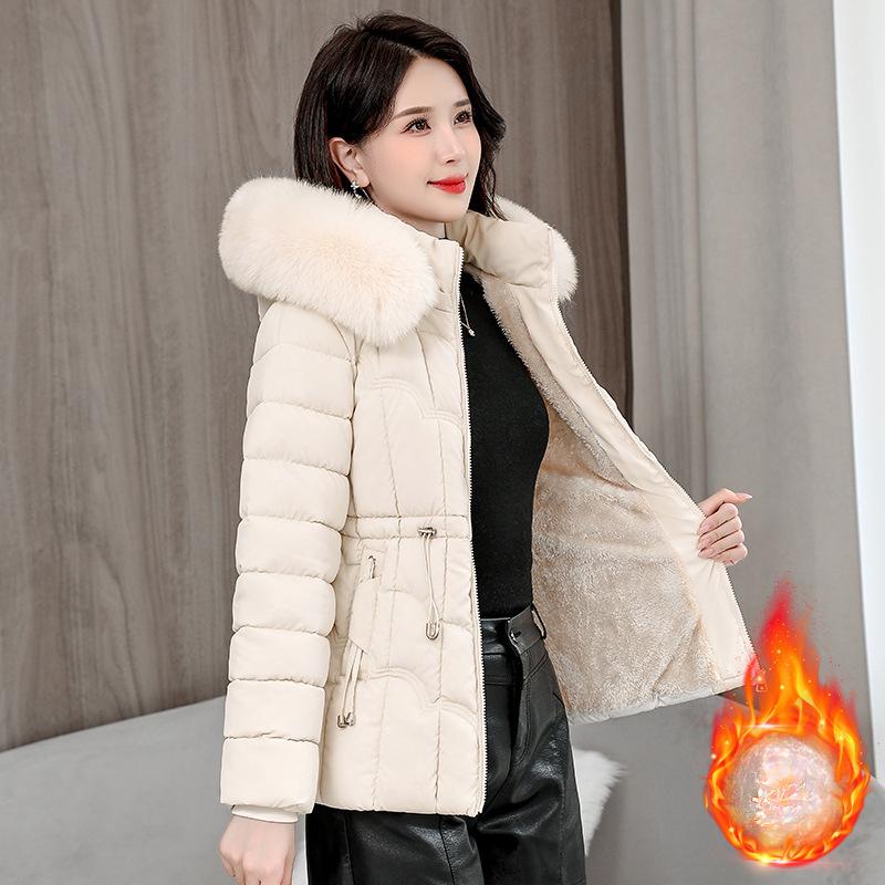 

Женская стильная черная куртка-пуховик с капюшоном из искусственного меха Уютное, теплое и повседневное зимнее пальто На молнии Длинный рукав Свободная верхняя одежда L