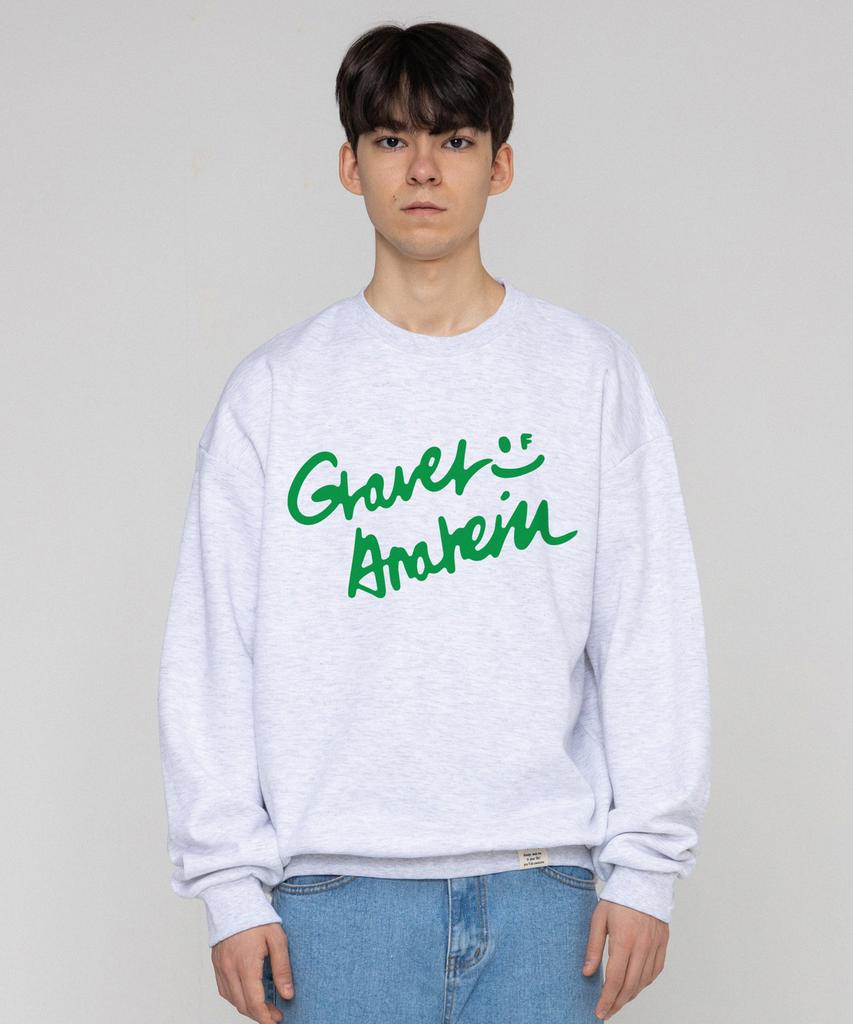 GRAVER [Unisex] Drawing Logo Smile Sweatshirt_Melange White