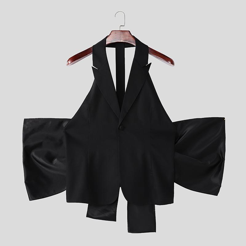 

INCERUN Мужской атласный жилет без рукавов с открытой спиной и галстуком-бабочкой чёрный