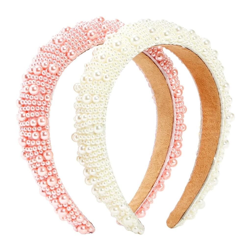 Glamlily Crystal Headbands - All-Day Comfort Hair Accessories - Glam Crystal & Pearl Headband - Versatile Styling Fashion Accessories - Pack of 2,