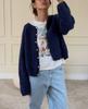 Women's Crew Neck Cardigan, Long Sleeve, Loose Fit for Spring and Fall