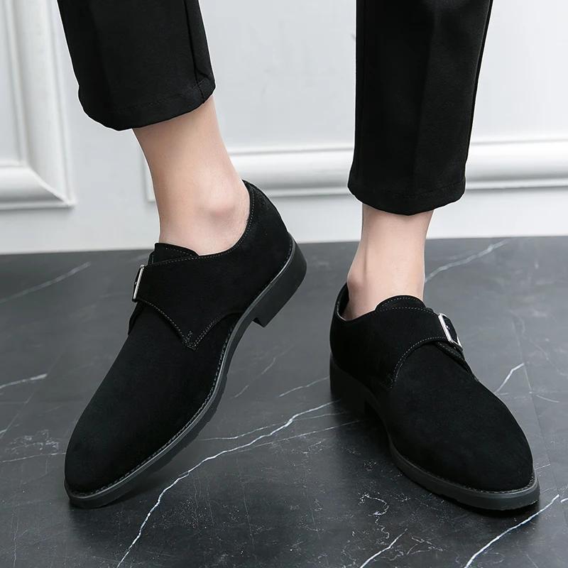 Moda lusso nero marrone pelle scamosciata cinturino con fibbia in metallo scarpe Oxford Classiche da uomo formali da lavoro scarpe da cerimonia