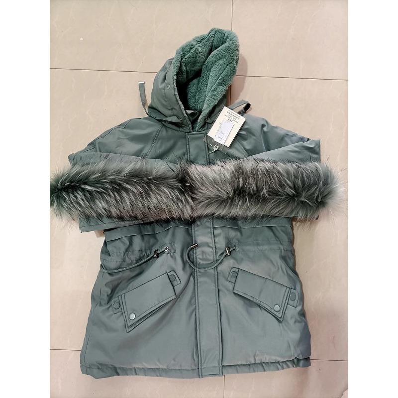 Cotton Padded Plus Size 2XL Winter Big Fur Jacket Women Loose Slim Warm Hooded Parka Coat Down Jacket