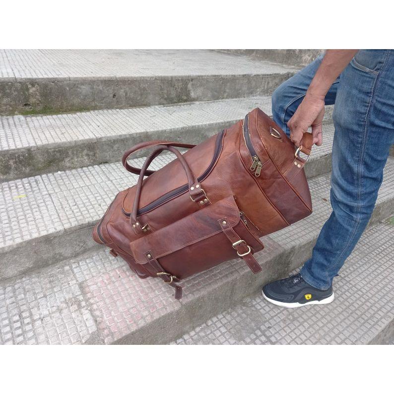 Handmade Leather Duffle Bag: Travel Weekender