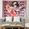 1PC Custom Name Kpop BP Art Compilation Tapestry Hanging for Bedroom,Livingroom, Playroom,Decor Art Room Wall Tapestry Birthday Gifts