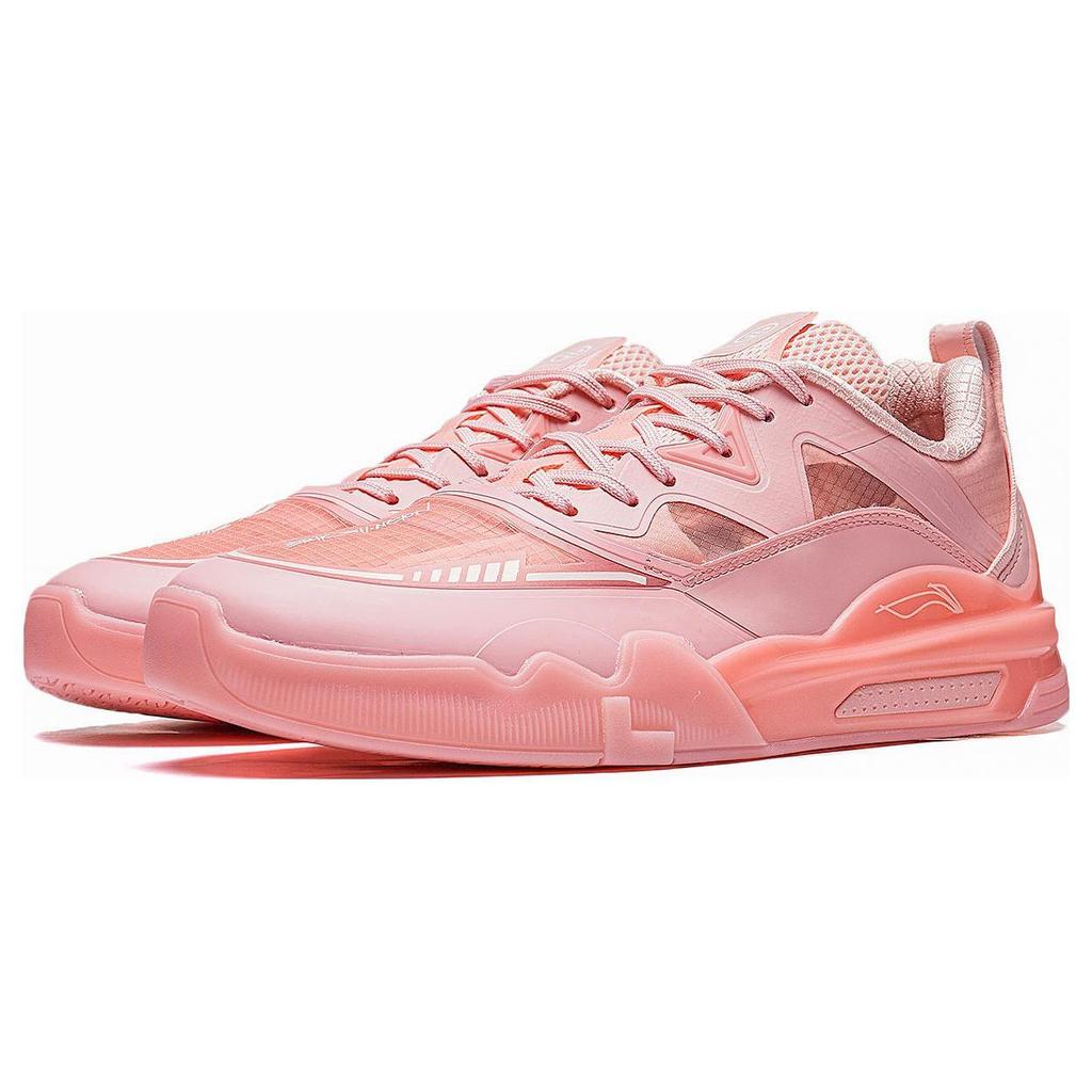 Li Ning LINGTENG Non slip Lightweight Low top Skateboard Shoes Men's Light Smoke Pink AEPR009-38