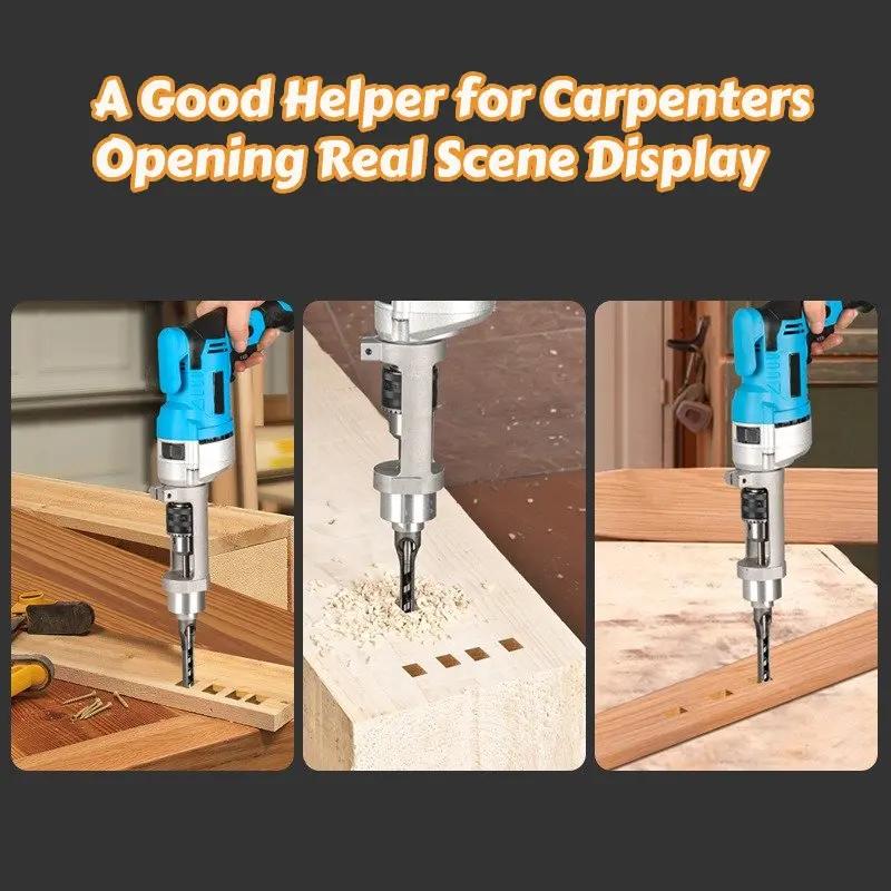 Square Hole Drill Bit Adapter Woodworking Square Hole Drill Fixing Bracket Mortising Attachment Accessories for Drill Press Mort