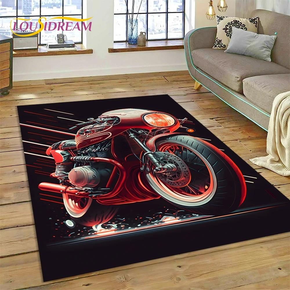 Motocross Modern retro Motorcycle Rug Carpet for Living Room Bedroom Home Decor,Floor Mat Non-slip Decoration for Sofa Doormat