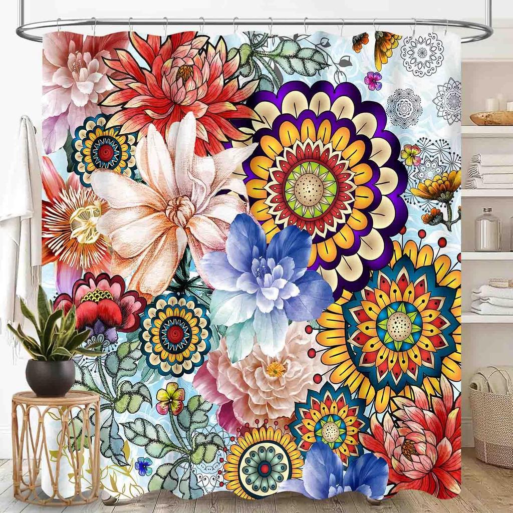 Southwestern Natvie Tribal American Ethnic Western Abstract Geometric Vintage Brown Waterproof Fabric Bathroom Shower Curtain