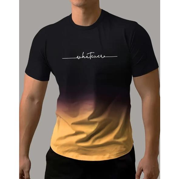 Яркая градиентная удобная футболка - мягкий дышащий круглый вырез с коротким рукавом модный топ для весеннего летнего отдыха на отдыхе L жёлтый