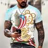 Summer Round Neck Puerto Rico Flag Pattern 3D Print Top Fashionable Casual Short Sleeved Men's T-shirts