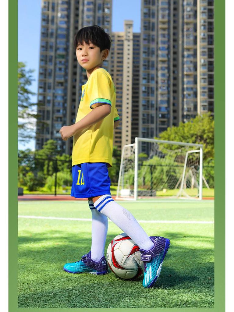Velcro Soccer Shoes for Kids - Student Training Turf Cleats, Size 28-39