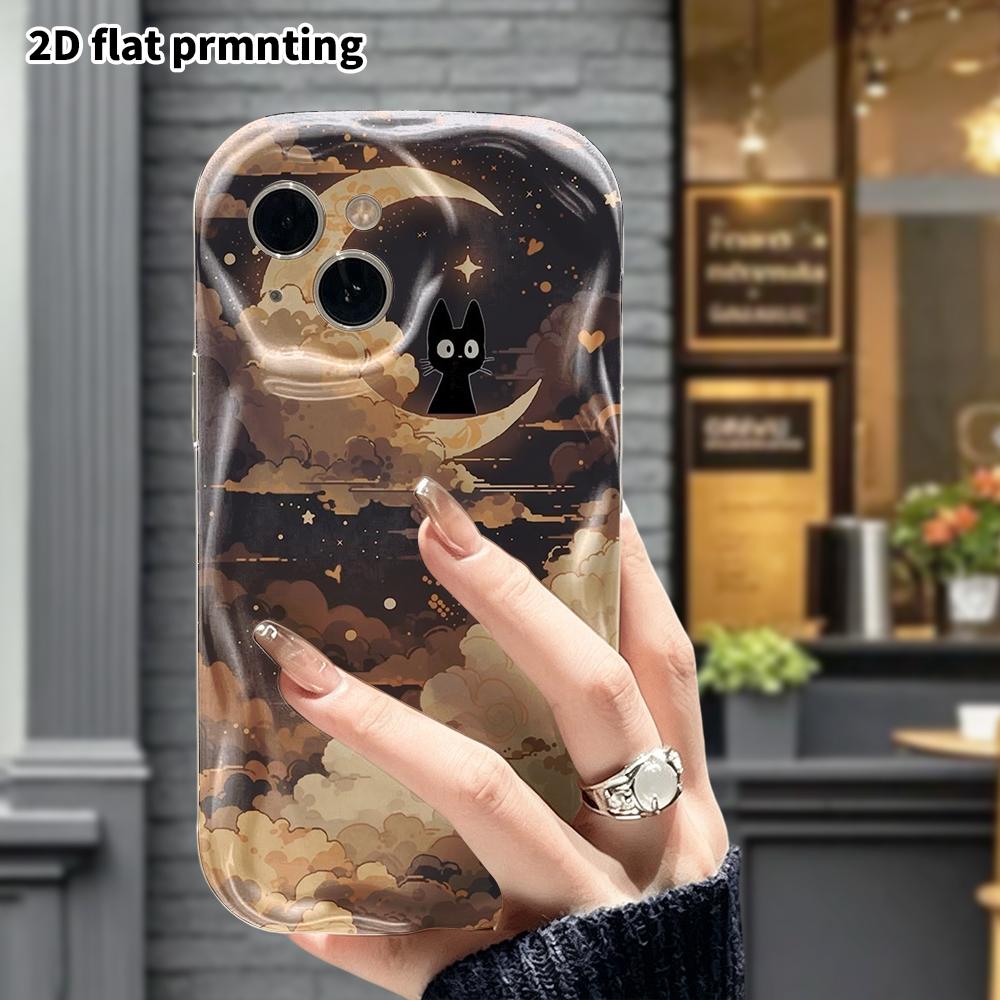 Phone Case: 2D flat, fits iPhone 18, 17, 16, 15, 14, 13, 12Pro protective case, hand-drawn style night sky, perfect Christmas and Halloween holiday gi