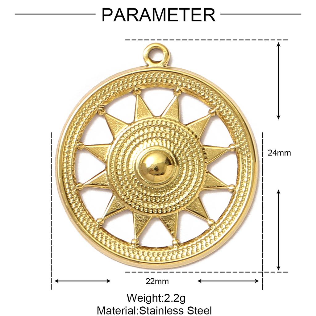 5pcs/Lot Fashion Sun Round Necklace Pendants Stainless Steel Love Heart DIY bracelet Charms Women's Star Moon Jewelry