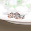 Huitan Trendy Knot Rings Luxury Gorgeous Two-tone Finger Accessories for Women Sparkling Cubic Zirconia Eternal Wedding