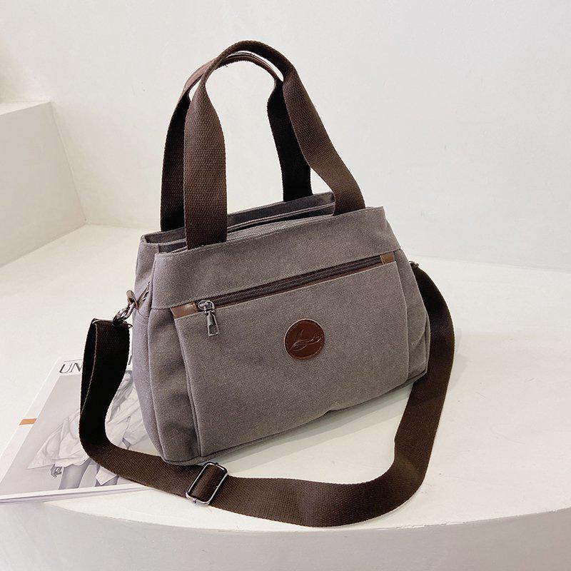 Retro Multi-Pocket Canvas Tote: Large Capacity Shoulder & Crossbody Bag for Women