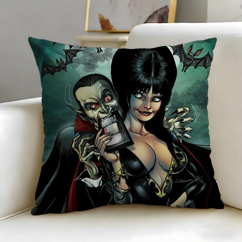 classic movie character Elvira Cushion Cover Soft  EasyWash Pillow Case  Versatile for Couch Bed Travel and Office