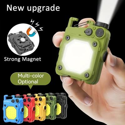 Portable Mini Flashlight USB Small LED Flashlight COB Rechargeable Keychain Light with Magnet Base for Fishing Walking Camping