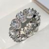 Fashion Luxury Charm Oval AAAA Super Flash Zircon Ring Pink Zircon Ring Women's Jewelry Wedding Party Jewelry  Silver Ring