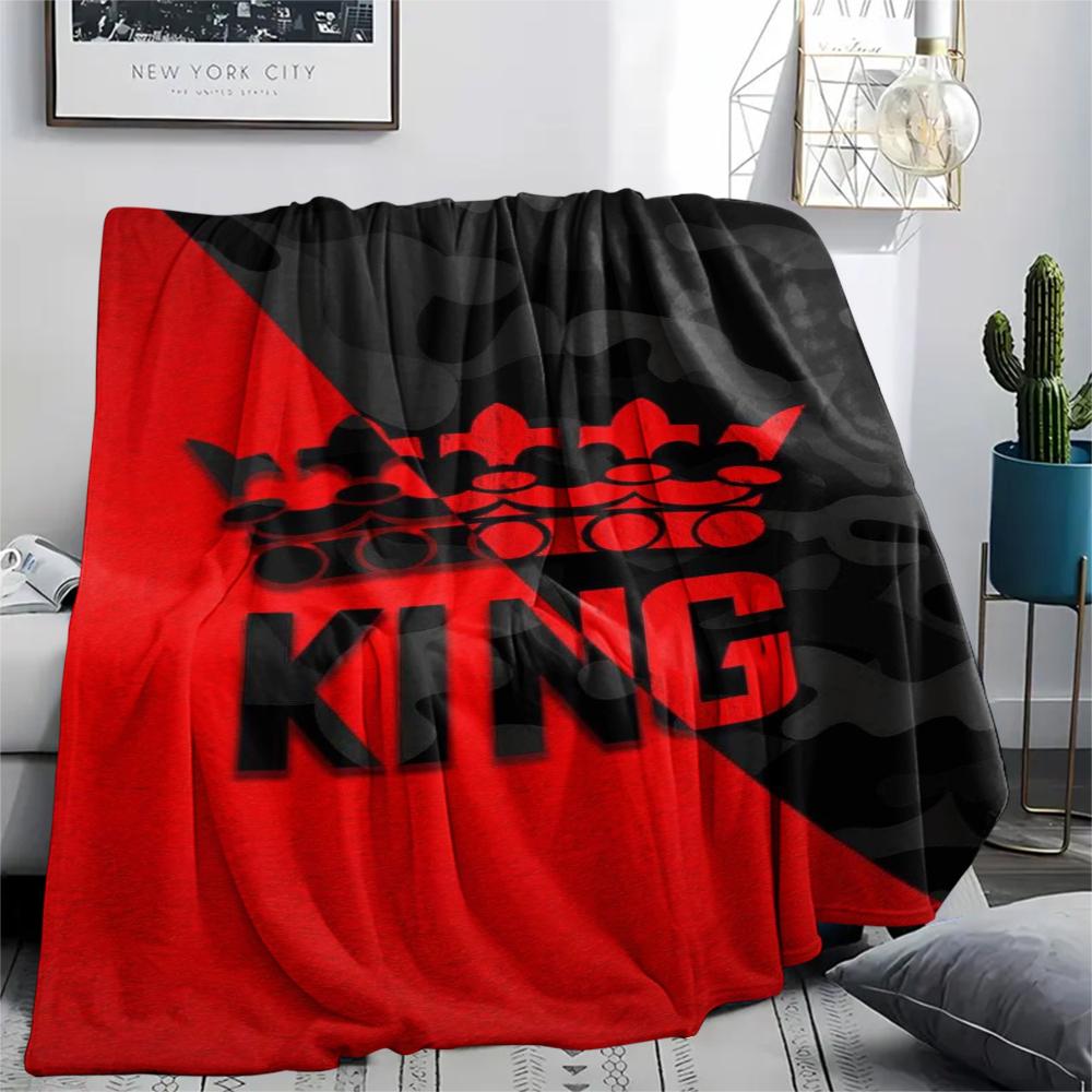 1Pc King or Queen Print Flannel Blanket, High quality Comfortable for All Seasons, Home Decor, Warmth and Comfort, Perfect for Gifts