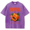 Papayas Hand Picked Fresh Prints Washed TShirt Womens Cotton T Shirts ONeck Comfortable Distressed Tops Summer Womans Clothes