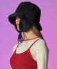 KOLEAT [Lined Fleece] Cozy Vegan Sheepskin Earmuff Bucket Hat [Black]