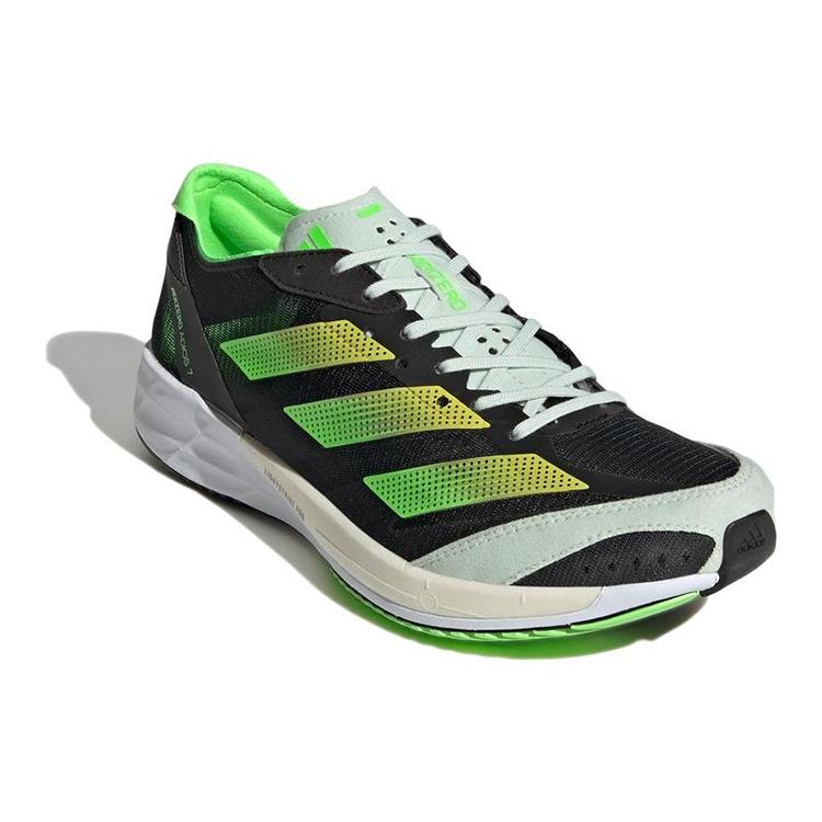 Adidas Womens Adizero Adios 7 'Black Solar Green' (women's sizes) Core Black / Beam Yellow / Solar Green Running Shoes GY8408
