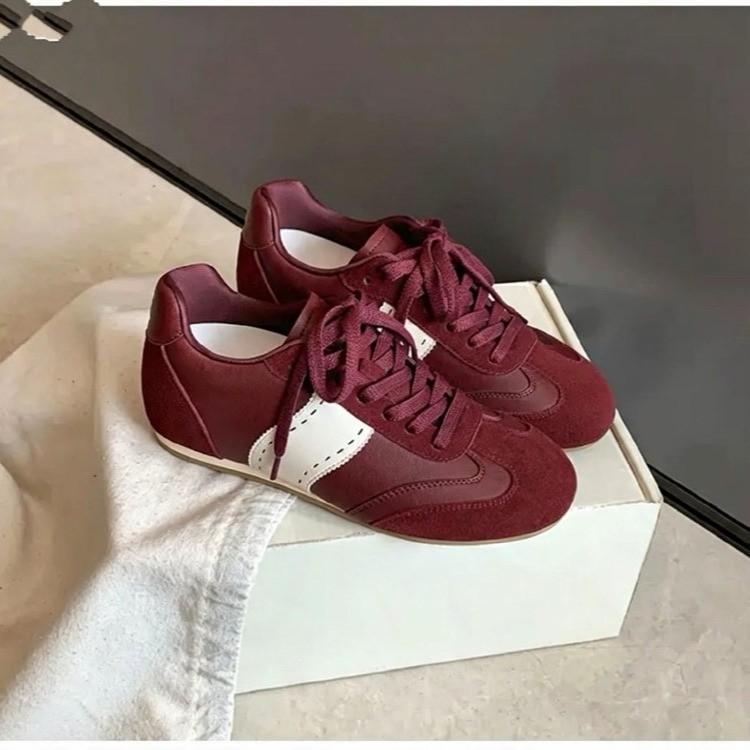 Contrasting color Dexun shoes women's autumn new versatile round head lace-up sports shoes soft-soled casual Forrest Gump Dexun shoes
