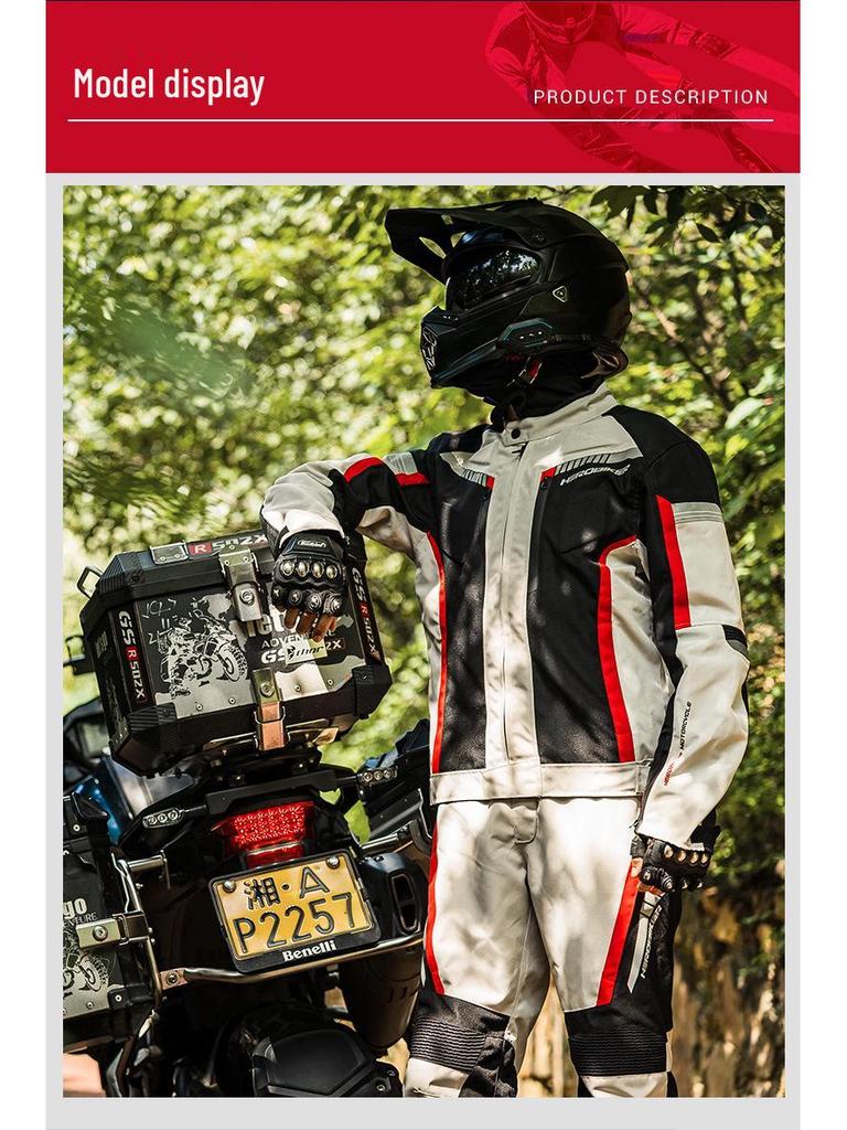 Vattentät motorcykeloverall för alla säsonger: Andningsbar, Högelastisk, Fallskyddande Åkutrustning med Jacka