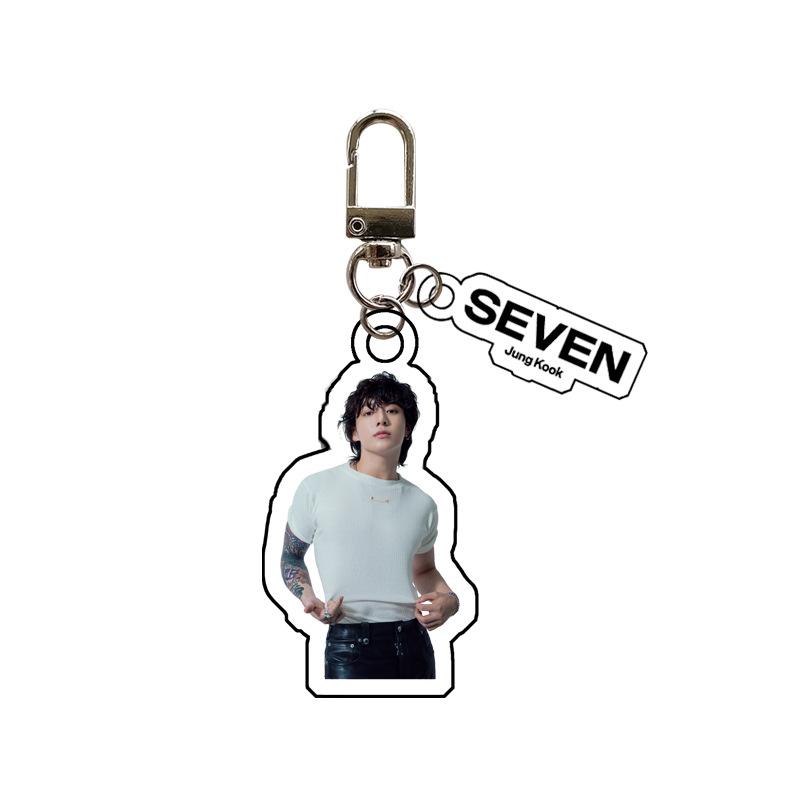 BTS Portachiavi Acrilico Solo SEVEN di Jung Kook, Portachiavi Double-Sided Foto Concept di Jungkook, Ciondolo Kawaii per Borsa, Merchandising Idol Regalo per Fan Kpop ARMY