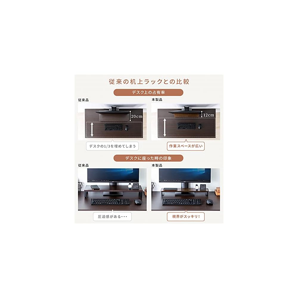 Sanwa Direct Desk Shelf, Desktop Stand, Soundbar Stand, 50cm (W) x 12cm (D) x 5cm (H), Tabletop
