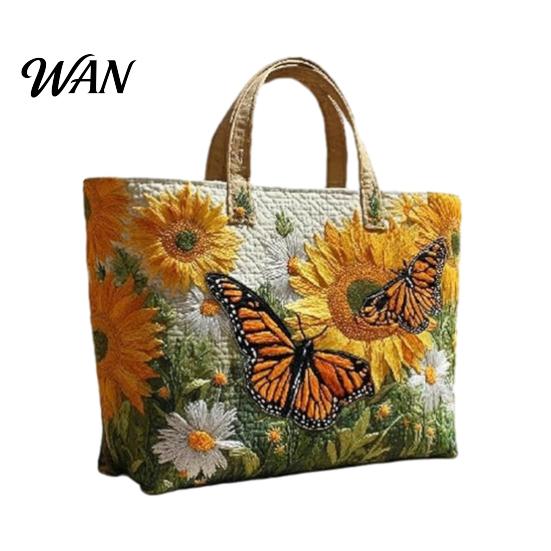 Bolso Tote Acolchado para Mujer con Estampado Retro Tela Vintage Ligero Gran Capacidad Plegable Bolso de Mano para Uso Diario Viajes Compras