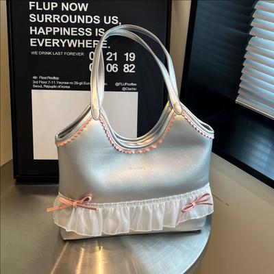 New Large-capacity Tote Bag Women's Casual Versatile Bow Underarm Bag Commuter Lace Shoulder Bag