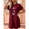 Women's Fashionable and Elegant Summer Short-sleeved Dress with Butterfly Print, Suitable for Summer Outings