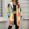 Women's Gradient Print Fashionable Loose Zipper Fleece Hoodie Jacket
