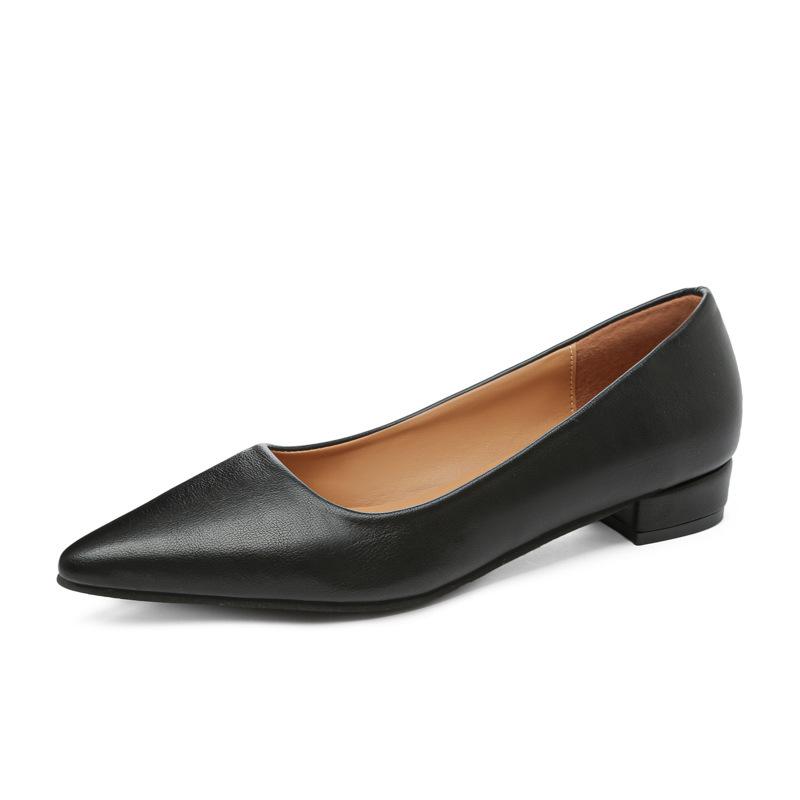 Nuove Scarpe Basse a Punta con Tacco Quadrato e Bocca Bassa in Pelle Piccola da Donna Eleganti e alla Moda Tacchi Alti Scarpe da Abito