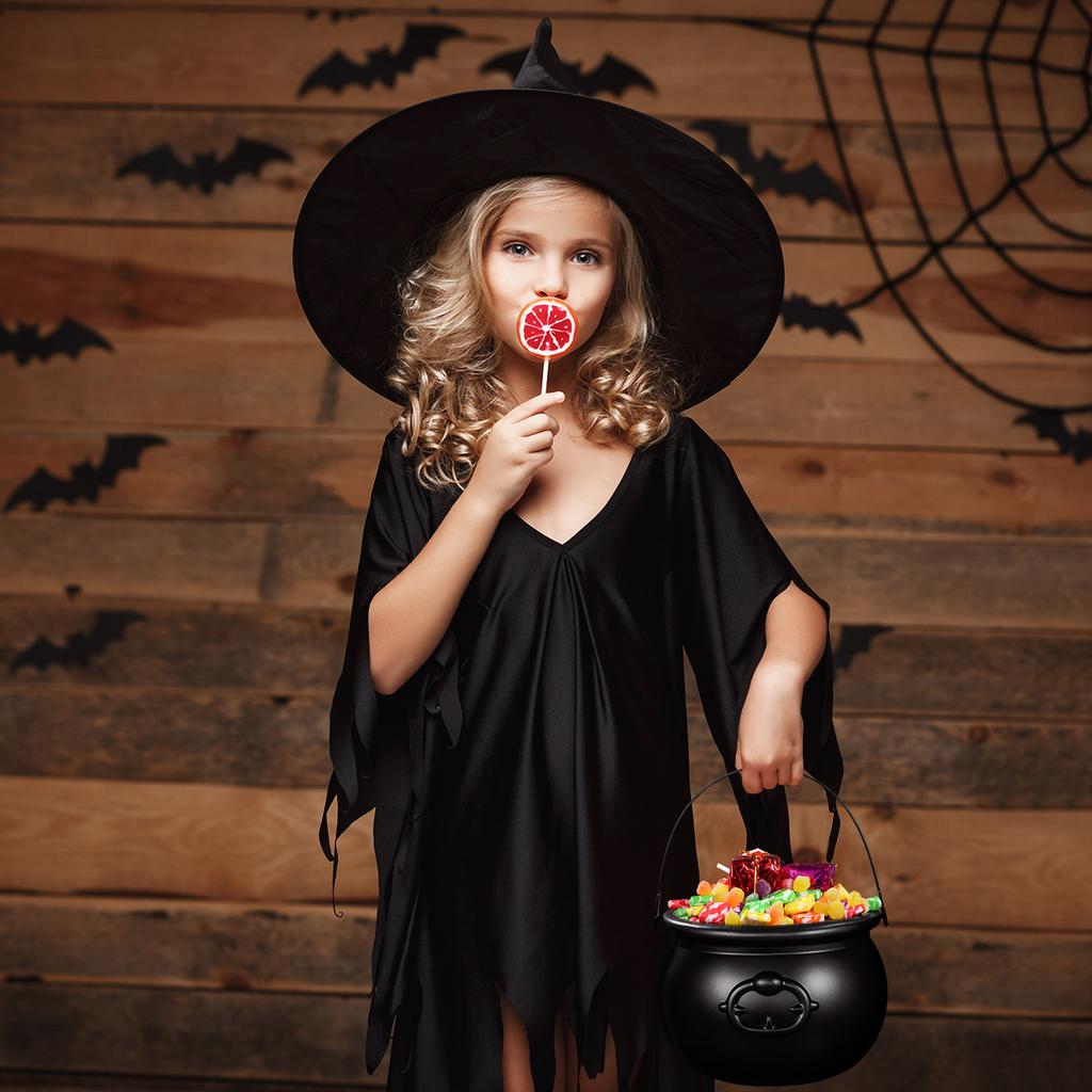 Toyvian 9PCS Black Cauldron Halloween Candy Bucket Kettle Party Favors Supplies Decoration cauldron pot