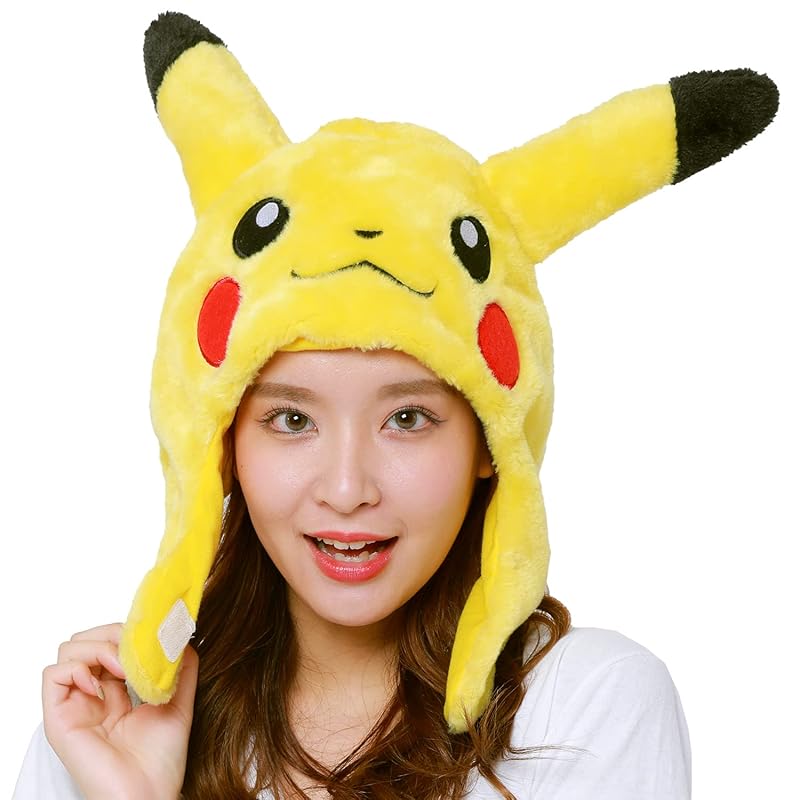 Sazac Fleece Kigurumi Cap, Pokémon Pikachu, TMY-027, One Size Fits All