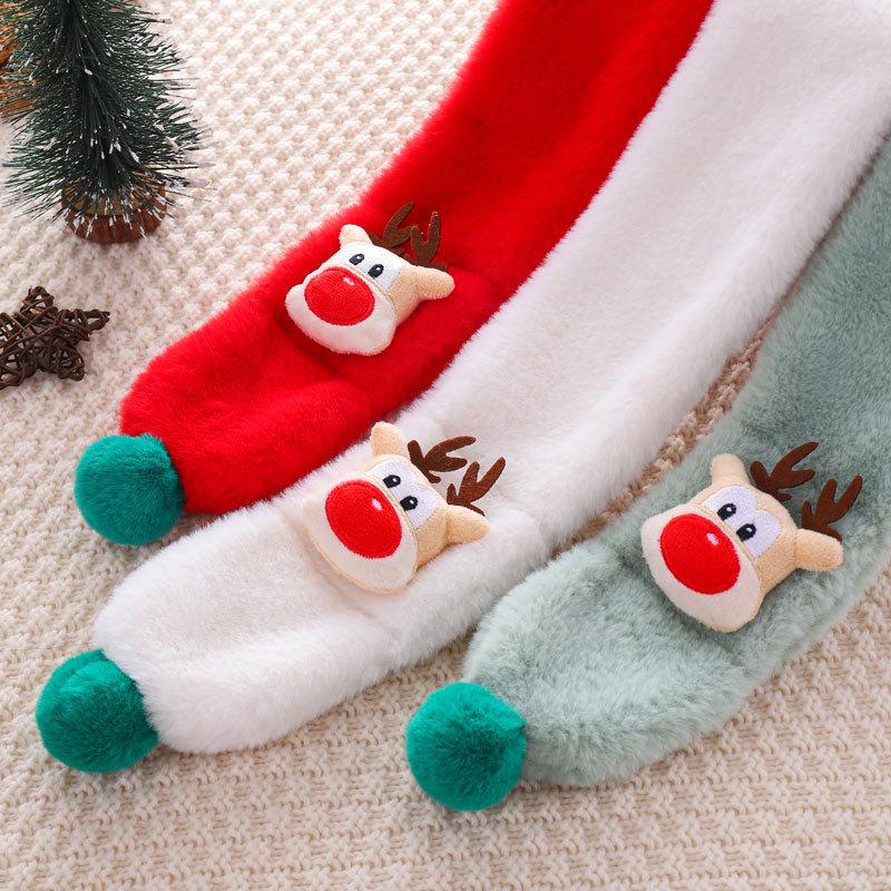 Fular pentru copii cu ren de desene animate - Blană imitație de iepure, Guler cald de iarnă pentru bebeluș.