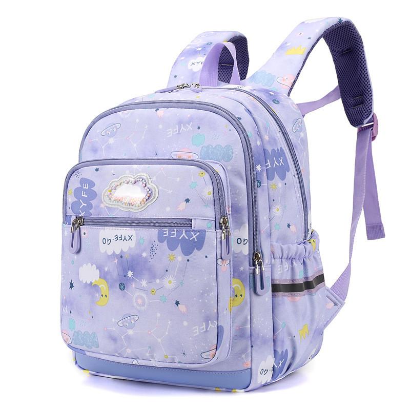 Cute And Fun Durable Nylon School Backpack For Boys And Girls With Comfortable Arm Straps And Cartoon Print