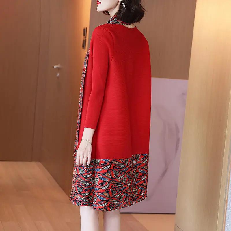 Женский темперамент свободный не с шарфом тонкий длинный платье женский осень новый — фото 5