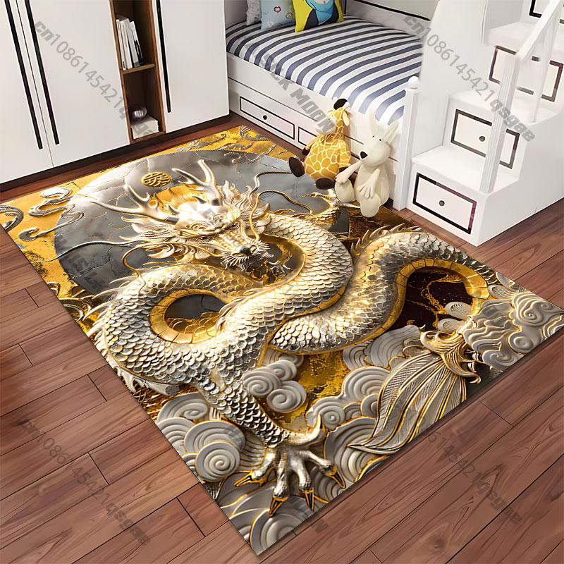 Golden dragon power symbolism energy carpet Yoga living room room decor children's crawling mat doormat area rug games mat