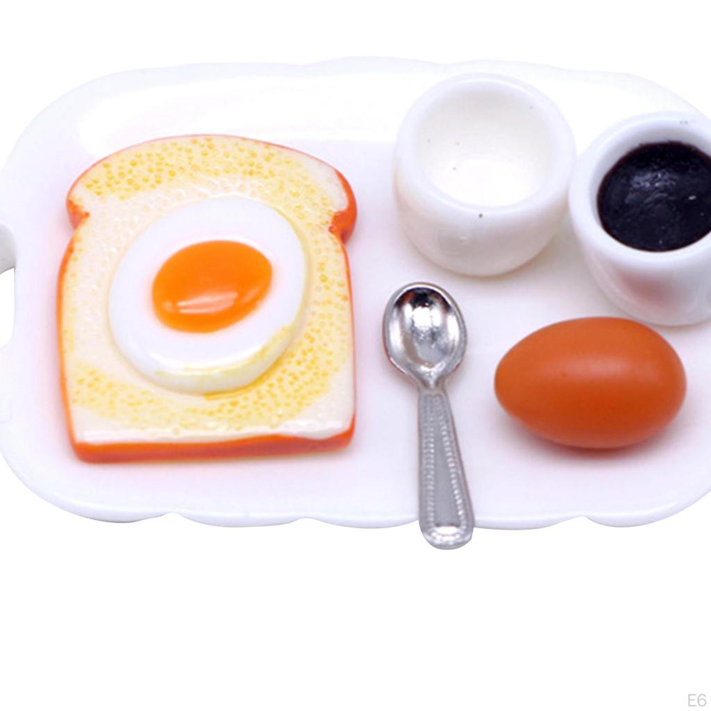 1/12 Dollhouse Breakfast Set Bread Egg DIY Scene Accessories Decoration