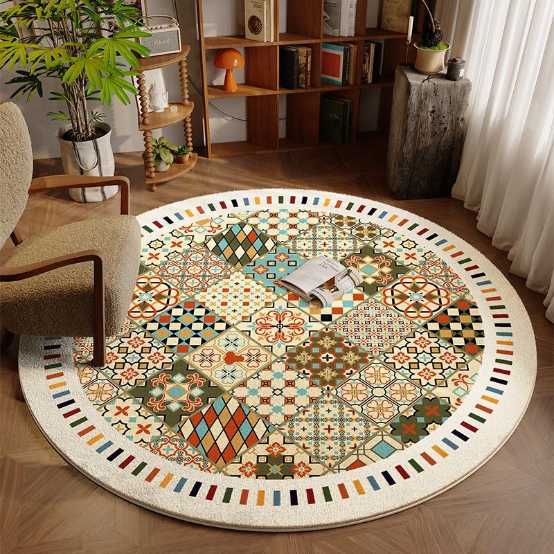 Round Living Room Carpet American Retro Carpets for Bedroom Rug Bedside Floor Mat Modern Creative Minimalist Home Decor Rugs