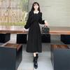Romantic Niche Dress Large Size Fat Mm Retro Color Matching Polo Collar Fake Two-piece Dress Autumn and Winter Hepburn Style