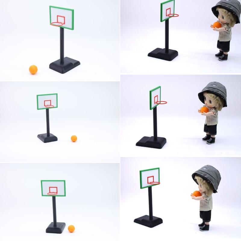 Miniature Basketball Hoop Set for 1/12 Doll House Decoration Educational Model for Children Creativity Easy Assembly