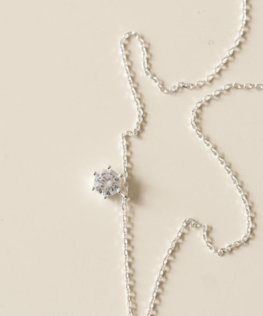 Alleun Silver 925 Epoch Heart Cubic Silver Necklace Bold