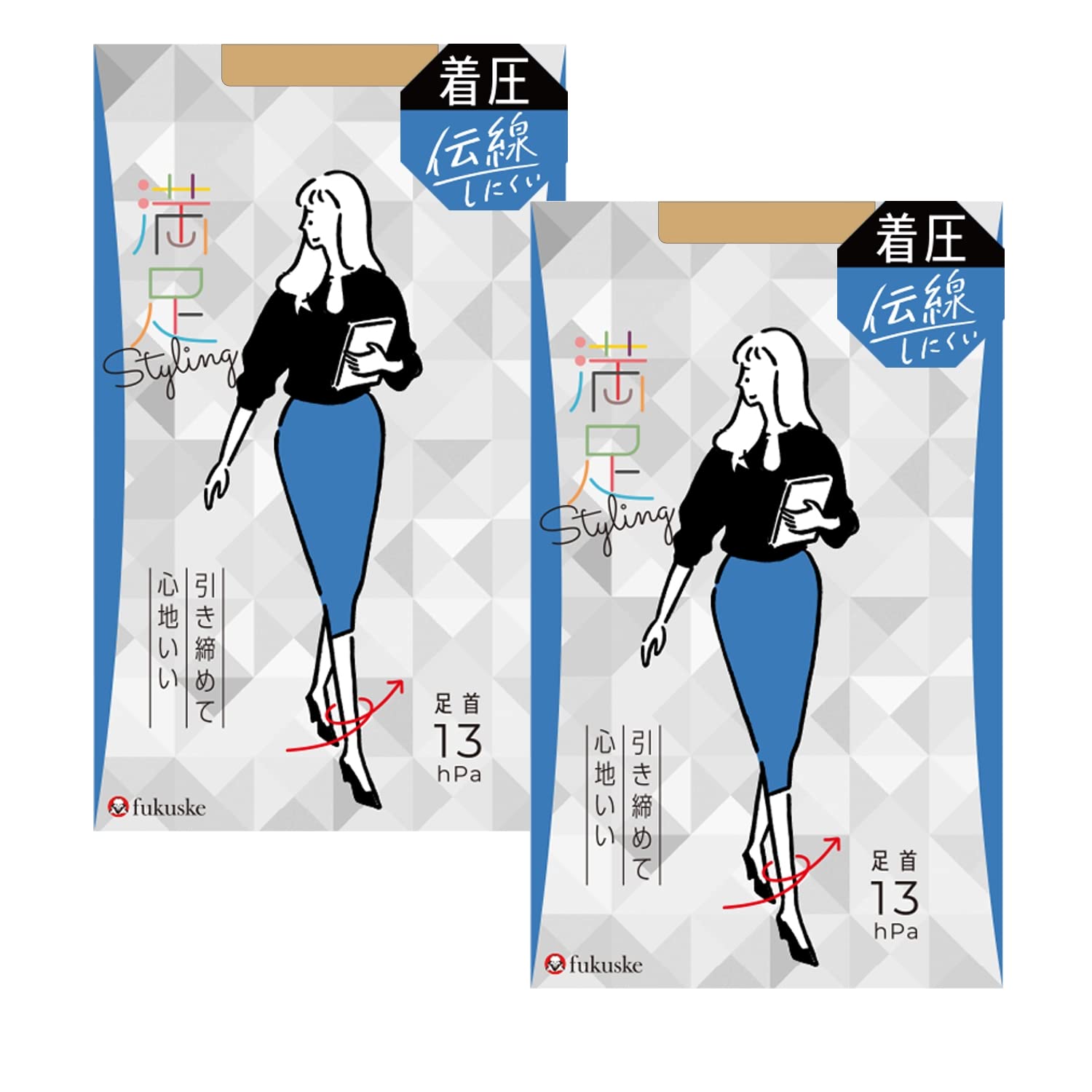 plain compression 2 Fukusuke Satisfying Styling Run-resistant, pantyhose, pairs, non-run design,